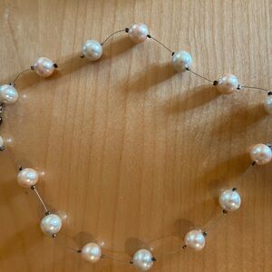 Pink faux pearl necklace